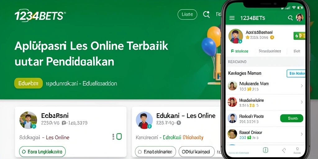 Tampilan antarmuka aplikasi Les Online 1234BETS yang ramah pengguna.