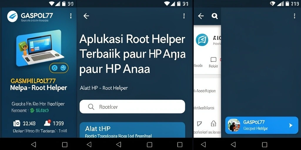 Tampilan utama GASPOL77 yang menunjukkan fungsi Root Helper yang efisien.