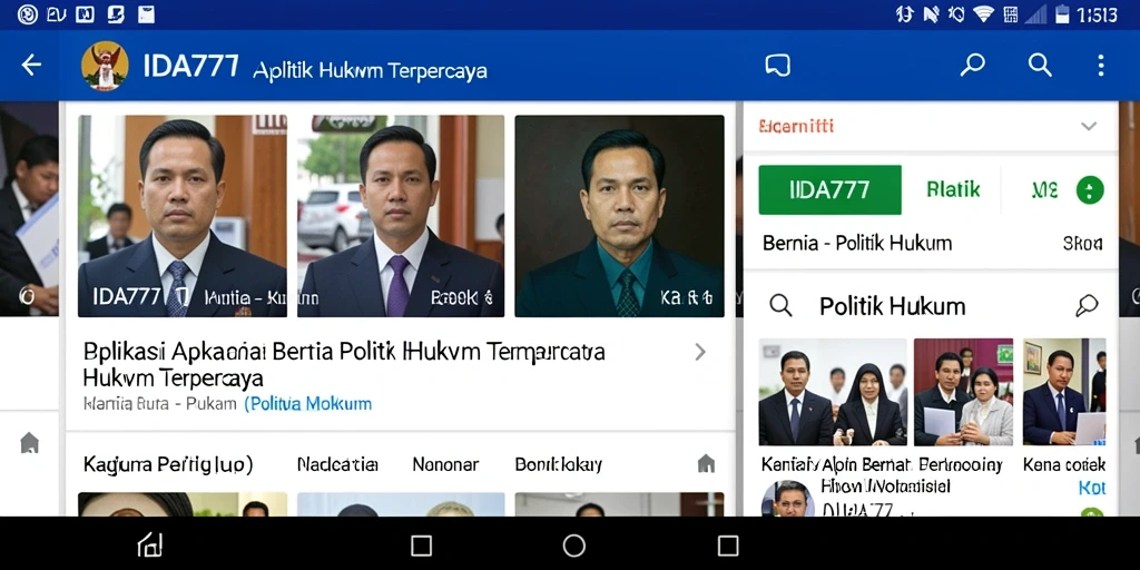 Antarmuka aplikasi IDA777 menampilkan berita politik hukum secara menarik.