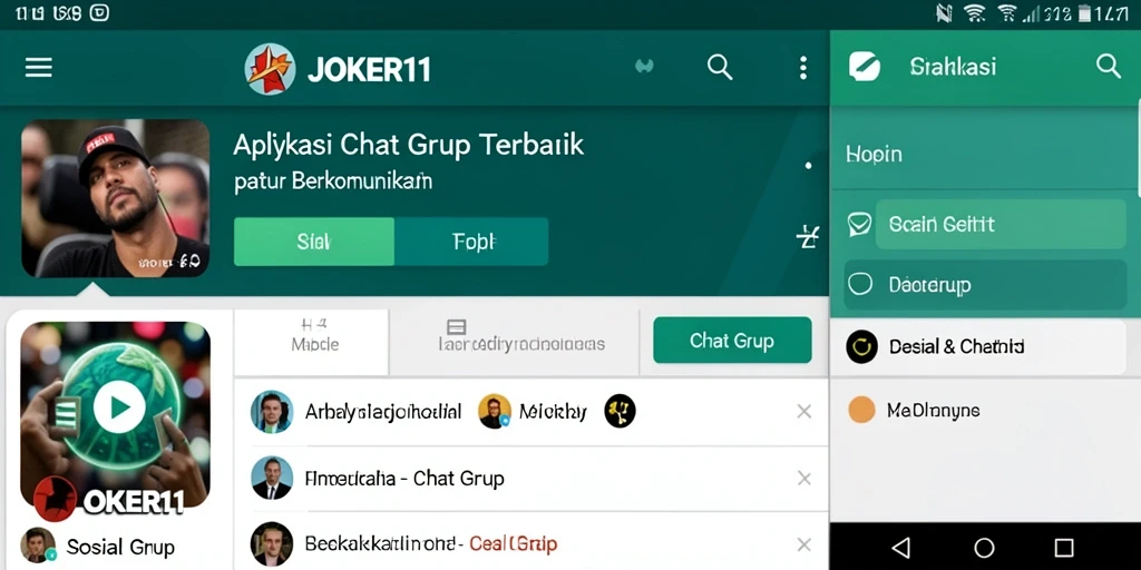 Antarmuka JOKER11 dengan fitur Chat Grup yang mudah digunakan.