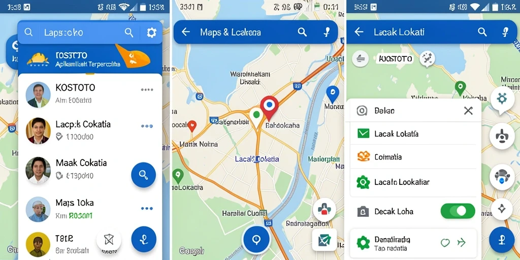 Tampilan antarmuka KOSTOTO dengan peta dan fitur lacak lokasi.