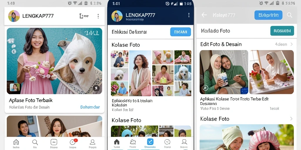 Antarmuka pengguna yang menarik dari aplikasi Kolase Foto LENGKAP777.