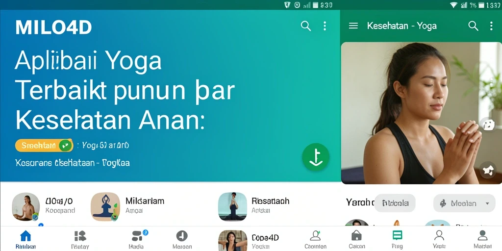 Antarmuka aplikasi MILO4D yang menampilkan fitur Yoga menarik.