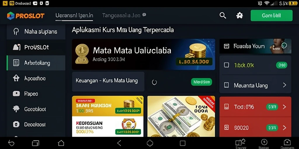 Antarmuka PROSLOT menampilkan nilai tukar mata uang yang jelas dan sederhana.